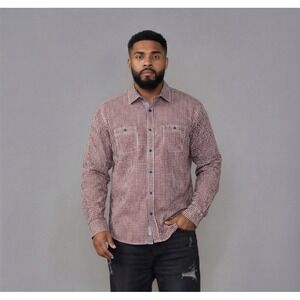 VTG Italia Luxury Men's Shirt L Red White Stripe Flip Cuff Button Up c.1958